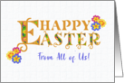 Easter Greetings from All of Us with Word Art with Primroses card