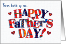 Father’s Day Greeting From Both of Us with Brightly Coloured Word Art card