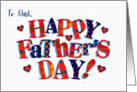 For Dad Father’s Day Greeting Brightly Coloured Word Art card