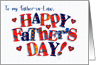 For Father in Law Father’s Day Greeting Brightly Coloured Word Art card