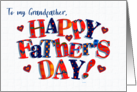 For Grandfather Father’s Day Greeting with Brightly Coloured Word Art card