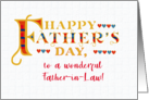 For Father in Law Fathers Day Gold-effect Lettering and Hearts card