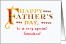 For Grandson Fathers Day Gold-effect Lettering and Hearts card