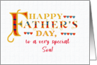 For Son Fathers Day Gold-effect Lettering and Hearts card