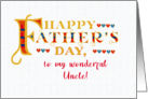 For Uncle Fathers Day Gold-effect Lettering and Hearts card
