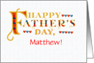 Custom Name Fathers Day Gold-effect Lettering and Hearts card