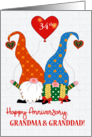 For Grandma and Granddad Custom Year Wedding Anniversary Cute Gnomes card