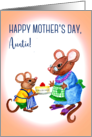 Fun Mother’s Day Greeting for Auntie with Cute Mice and Cheesecake card