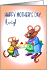 Fun Mother’s Day Greeting for Aunty with Cute Mice and Cheesecake card