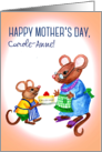 Custom Name Mother’s Day Greeting with Cute Mice and Cheesecake card
