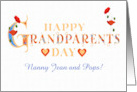 Custom Name Grandparents Day with Red Poppies and Hearts card