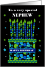 For Nephew Birthday Cake with Bright Candles and Stars card