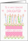 For Daughter Birthday Cake with Hearts and Roses card