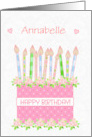 Custom Name Birthday Cake with Hearts and Roses card