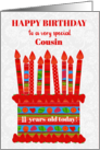 For Cousin Custom Age Birthday Cake with Strawberries and Fruits card