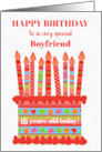 For Boyfriend Custom Age Birthday Cake with Strawberries and Fruits card