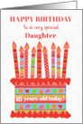 For Daughter Custom Age Birthday Cake with Strawberries and Fruits card