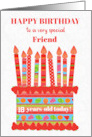 For Friend Custom Age Birthday Cake with Strawberries and Fruits card
