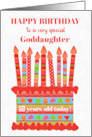 For Goddaughter Custom Age Birthday Cake with Strawberries and Fruits card