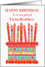 For Twin Brother Custom Age Birthday Cake with Strawberries and Fruits card