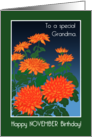 For Grandma November Birthday with Orange Chrysanthemums card