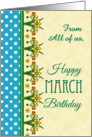 March Birthday From All of Us with Pretty Daffodil Border and Polkas card