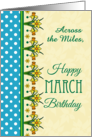 March Birthday Across the Miles with Pretty Daffodil Border and Polkas card