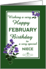 For Niece February Birthday with Watercolour Wood Violets card