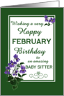 For Baby Sitter February Birthday with Watercolour Wood Violets card