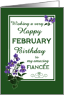 For Fiancee February Birthday with Watercolour Wood Violets card