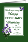 For Mum February Birthday with Watercolour Wood Violets card
