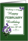 February Birthday From All of Us with Watercolour Wood Violets card