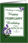 February Birthday From Both of Us with Watercolour Wood Violets card