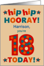 Custom Name 18th Birthday Bright Colours Hip Hip Hooray card
