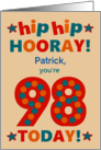 Custom Name 98th Birthday Bright Colours Hip Hip Hooray card