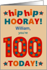 Custom Name 100th Birthday Bright Colours Hip Hip Hooray card