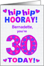 Custom Name 30th Birthday Hip Hip Hooray Pretty Hearts and Flowers card