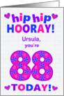 Custom Name 88th Birthday Hip Hip Hooray Pretty Hearts and Flowers card