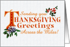 Thanksgiving Greetings Across the Miles Fall Berries Gold Colored Text card