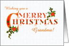 For Grandma Chic Christmas Greeting with Poinsettias Holly and Ivy card