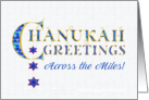 Chanukah Greetings Across the Miles with Stars of David and Decorative card
