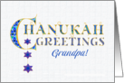 For Grandfather Chanukah Greetings with Stars of David and Word Art card