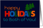 Happy Holidays to Both of You Bright Retro text and Christmas Trees card