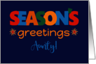 For Aunty Season’s Greetings Bright Retro Text and Stars card