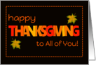 Thanksgiving to All of You with Word Art Fall Colours and Leaves card