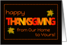 Thanksgiving From Our Home to Yours Word Art Fall Colours and Leaves card