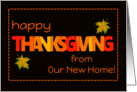 Thanksgiving From Our New Home with Word Art Fall Colours and Leaves card