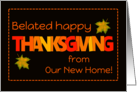 Belated Thanksgiving From Our New Home Word Art Fall Colours Leaves card