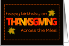 Thanksgiving Birthday Across the Miles Word Art Fall Colours Leaves card