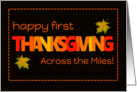 First Thanksgiving Across the Miles with Word Art Fall Colours Leaves card